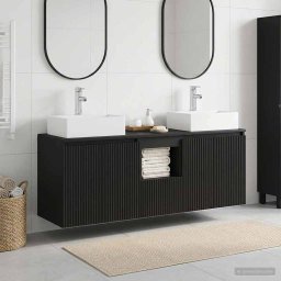 Set dulap baie 3 buc. Negru 49,5 x 41 x 62,5 cm Lemn prelucrat GartenMobel Dekor