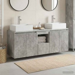 Set dulap baie 3 buc. Gri Beton 49,5 x 41 x 62,5 cm GartenMobel Dekor