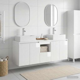 Set dulap baie 3 buc. Alb foarte lucios 49,5 x 41 x 62,5 cm GartenMobel Dekor