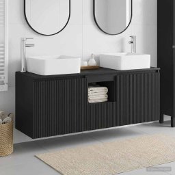 Set dulap baie 3 buc. Negru 53 x 35 x 63 cm Lemn prelucrat GartenMobel Dekor