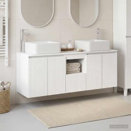 Set dulap baie 3 buc. Alb foarte lucios 53 x 35 x 63 cm GartenMobel Dekor
