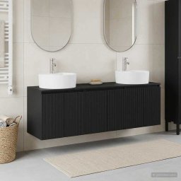 Set dulap baie 3 buc. Negru 49,5 x 44,5 x 65 cm Lemn prelucrat GartenMobel Dekor