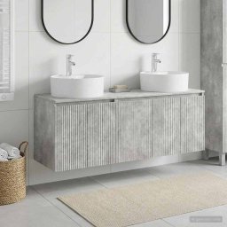 Set dulap baie 3 buc. Gri Beton 49,5 x 44,5 x 65 cm GartenMobel Dekor