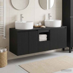 Set dulap baie 3 buc. Negru 49,5 x 44,5 x 65 cm Lemn prelucrat GartenMobel Dekor