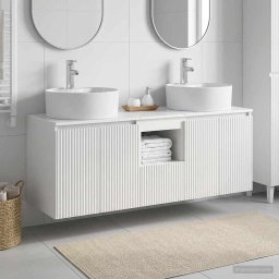 Set dulap baie 3 buc. Alb foarte lucios 49,5 x 44,5 x 65 cm GartenMobel Dekor