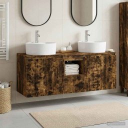 Set dulap baie 3 buc. Stejar fumuriu 49,5 x 44,5 x 65 cm GartenMobel Dekor