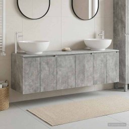 Set dulap baie 3 buc. Gri Beton 49,5 x 44,5 x 65 cm GartenMobel Dekor