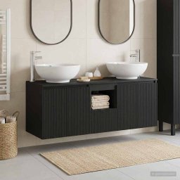 Set dulap baie 3 buc. Negru 49,5 x 44,5 x 65 cm Lemn prelucrat GartenMobel Dekor
