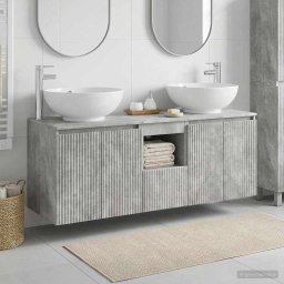 Set dulap baie 3 buc. Gri Beton 49,5 x 44,5 x 65 cm GartenMobel Dekor