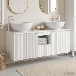 Set dulap baie 3 buc. Alb foarte lucios 49,5 x 44,5 x 65 cm GartenMobel Dekor