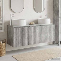 Set dulap baie 3 buc. Gri Beton 49,5 x 44,5 x 66 cm GartenMobel Dekor