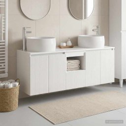 Set dulap baie 3 buc. Alb foarte lucios 49,5 x 44,5 x 66 cm GartenMobel Dekor