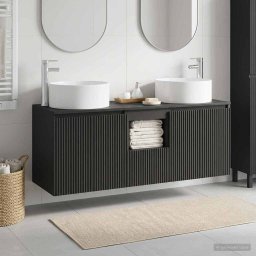 Set dulap baie 3 buc. Negru 49,5 x 44,5 x 65,5 cm GartenMobel Dekor