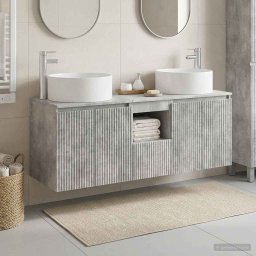 Set dulap baie 3 buc. Gri Beton 49,5 x 44,5 x 65,5 cm GartenMobel Dekor