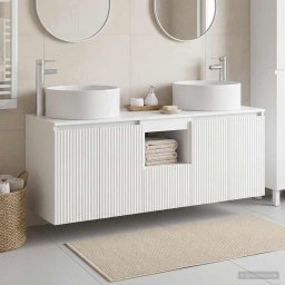 Set dulap baie 3 buc. Alb foarte lucios 49,5 x 44,5 x 65,5 cm GartenMobel Dekor