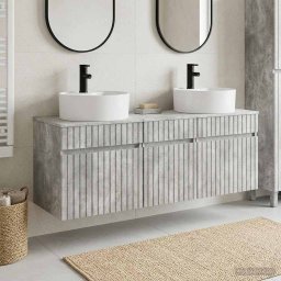 Set dulap baie 3 buc. Gri Beton 49 x 44,5 x 65 cm GartenMobel Dekor