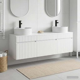 Set dulap baie 3 buc. Alb foarte lucios 49 x 44,5 x 65 cm GartenMobel Dekor