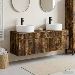 Set dulap baie 3 buc. Stejar fumuriu 49 x 44,5 x 65 cm GartenMobel Dekor
