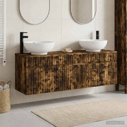 Set dulap baie 3 buc. Stejar fumuriu 49 x 44,5 x 66,5 cm GartenMobel Dekor
