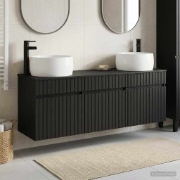 Set dulap baie 3 buc. Negru 49 x 44,5 x 66 cm Lemn prelucrat GartenMobel Dekor