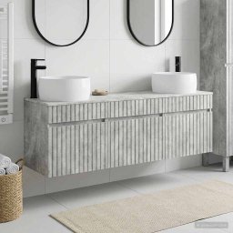 Set dulap baie 3 buc. Gri Beton 49 x 44,5 x 66 cm GartenMobel Dekor