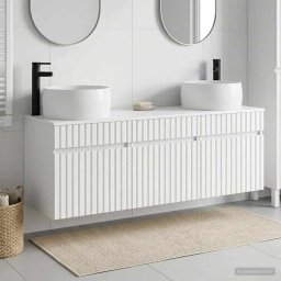 Set dulap baie 3 buc. Alb foarte lucios 49 x 44,5 x 66 cm GartenMobel Dekor