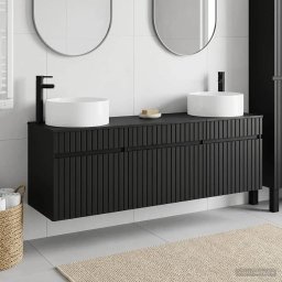 Set dulap baie 3 buc. Negru 49 x 44,5 x 65,5 cm Lemn prelucrat GartenMobel Dekor