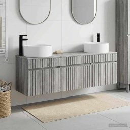 Set dulap baie 3 buc. Sonoma gri 49 x 44,5 x 65,5 cm GartenMobel Dekor