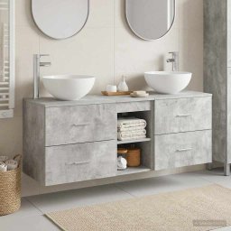 Set dulap baie 3 buc. Gri Beton 49,5 x 35 x 63 cm GartenMobel Dekor