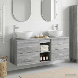 Set dulap baie 3 buc. Sonoma gri 49,5 x 35 x 63 cm GartenMobel Dekor