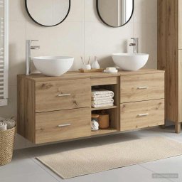 Set dulap baie 3 buc. Stejar Artizanal 49,5 x 35 x 63 cm GartenMobel Dekor