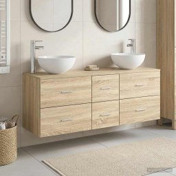 Set dulap baie 3 buc. Stejar Sonoma 49,5 x 35 x 63 cm GartenMobel Dekor