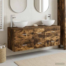 Set dulap baie 3 buc. Stejar fumuriu 49,5 x 35 x 63 cm GartenMobel Dekor