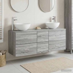 Set dulap baie 3 buc. Sonoma gri 49,5 x 35 x 63 cm GartenMobel Dekor
