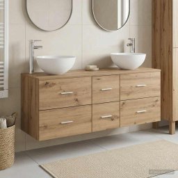Set dulap baie 3 buc. Stejar Artizanal 49,5 x 35 x 63 cm GartenMobel Dekor