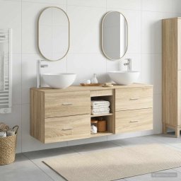 Set dulap baie 3 buc. Stejar Sonoma 49,5 x 41 x 64,5 cm GartenMobel Dekor