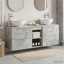 Set dulap baie 3 buc. Gri Beton 49,5 x 41 x 64,5 cm GartenMobel Dekor