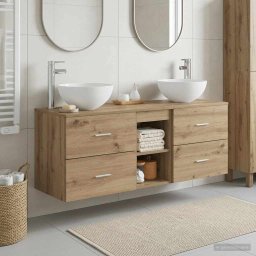 Set dulap baie 3 buc. Stejar Artizanal 49,5 x 41 x 64,5 cm GartenMobel Dekor