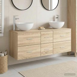 Set dulap baie 3 buc. Stejar Sonoma 49,5 x 41 x 64,5 cm GartenMobel Dekor