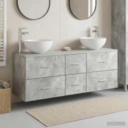 Set dulap baie 3 buc. Gri Beton 49,5 x 41 x 64,5 cm GartenMobel Dekor
