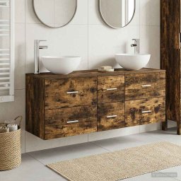 Set dulap baie 3 buc. Stejar fumuriu 49,5 x 41 x 64,5 cm GartenMobel Dekor