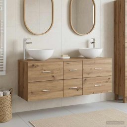 Set dulap baie 3 buc. Stejar Artizanal 49,5 x 41 x 64,5 cm GartenMobel Dekor