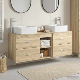 Set dulap baie 3 buc. Stejar Sonoma 49,5 x 41 x 63 cm GartenMobel Dekor
