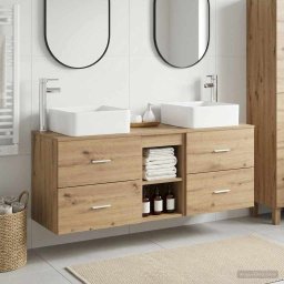 Set dulap baie 3 buc. Stejar Artizanal 49,5 x 41 x 63 cm GartenMobel Dekor