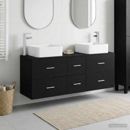 Set dulap baie 3 buc. Negru 49,5 x 41 x 63 cm Lemn prelucrat GartenMobel Dekor