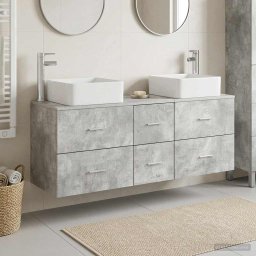 Set dulap baie 3 buc. Gri Beton 49,5 x 41 x 63 cm GartenMobel Dekor