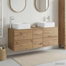 Set dulap baie 3 buc. Stejar Artizanal 49,5 x 41 x 63 cm GartenMobel Dekor