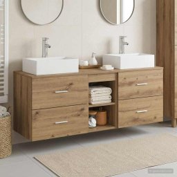 Set dulap baie 3 buc. Stejar Artizanal 49,5 x 41 x 62,5 cm GartenMobel Dekor
