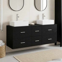 Set dulap baie 3 buc. Negru 49,5 x 41 x 62,5 cm Lemn prelucrat GartenMobel Dekor