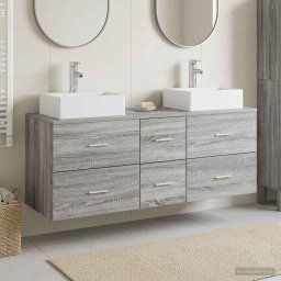 Set dulap baie 3 buc. Sonoma gri 49,5 x 41 x 62,5 cm GartenMobel Dekor